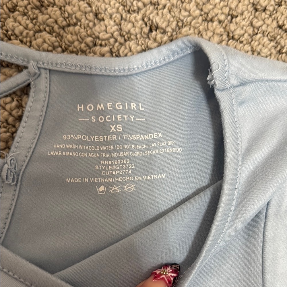 Light Blue Butterfly Embroidered Top - Picture 2 of 3
